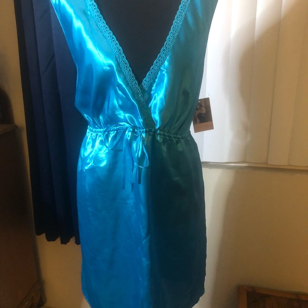 Luxe Blue Chemise Satin V-Neck Wrap